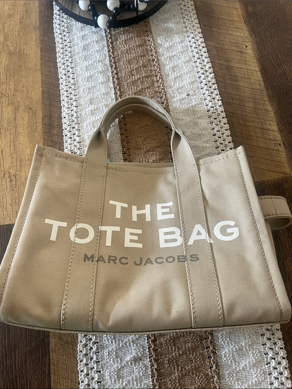 Marc Jacobs Beige Canvas Tote with White Logo